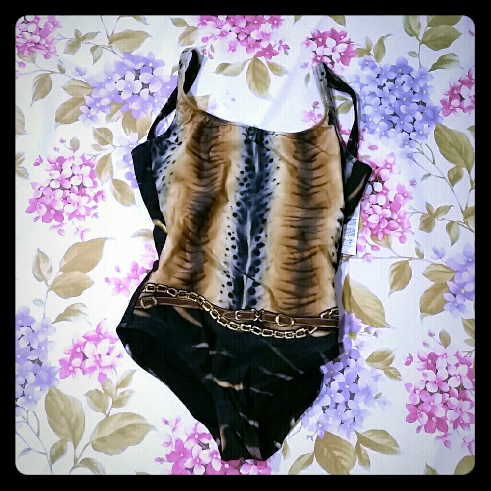 Gottex one piece underwire swimsuit animal 10